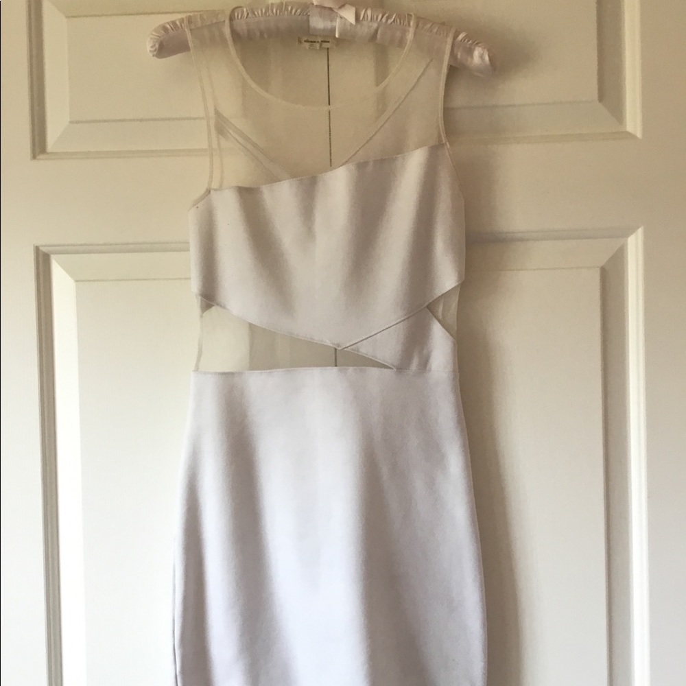 UO Silence + Noise White Mini Dress with Mesh